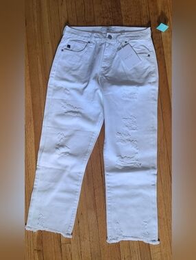 KANCAN High Rise Distressed WHITE ANKLE NWT SIZE 26